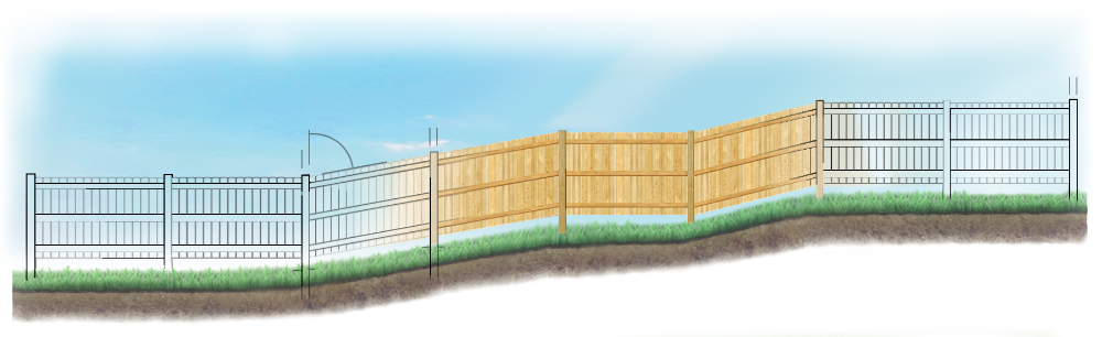 Custom fence design for uneven ground in Toronto Ontario